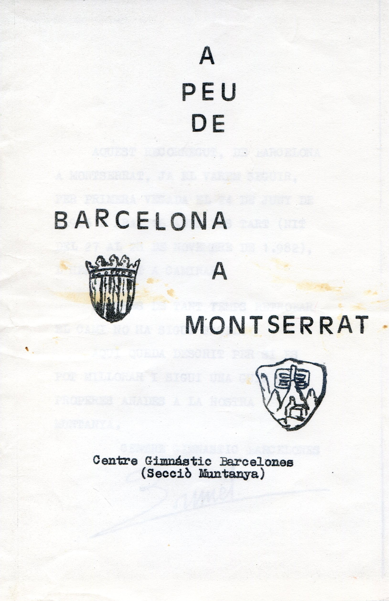 A peu de Barcelona a Montserrat - Portada